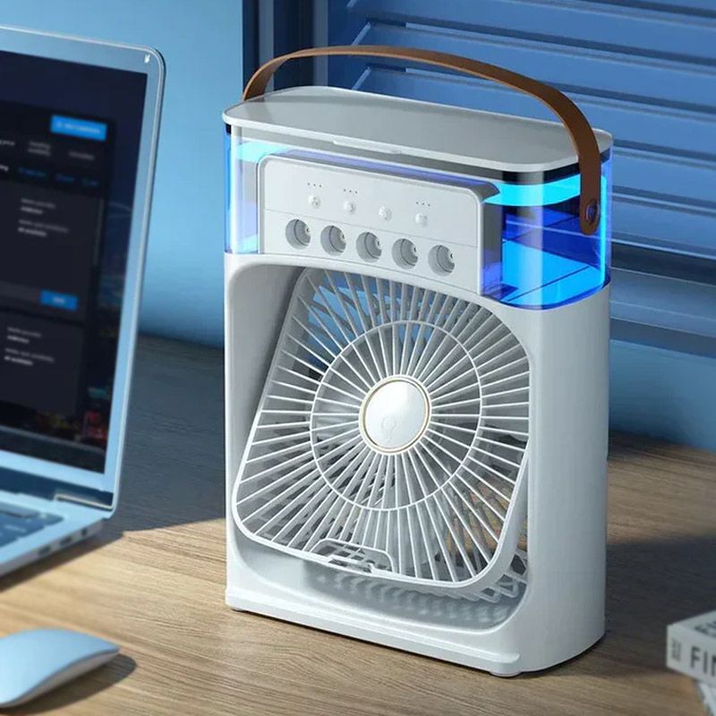 10 Inch Portable Mini Air Conditioner Fan | USB Rechargeable, LED Night Light, Mist & Humidifier Function