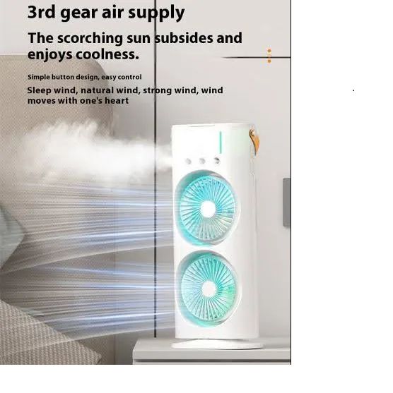 Rechargeable Automatic Rotating Dual Spray Mist Fan with Lightning Effects