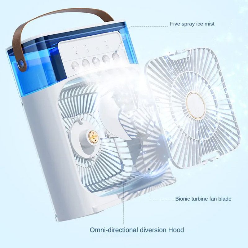 10 Inch Portable Mini Air Conditioner Fan | USB Rechargeable, LED Night Light, Mist & Humidifier Function